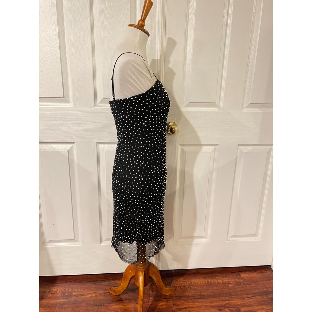 Emerald Sundae Womens Black Rhinestone Bodycon Dress Sz L Nwt Glam Evening Sexy - Picture 5 of 14
